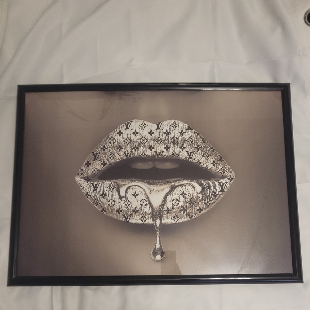 Louis Vuitton Monogram Drip Lips Art in Black and White